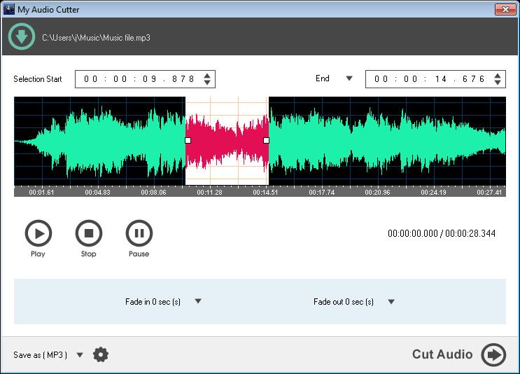 Click to view My Audio Cutter 1.2 screenshot
