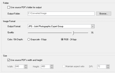 PDF to JPG Output Settings