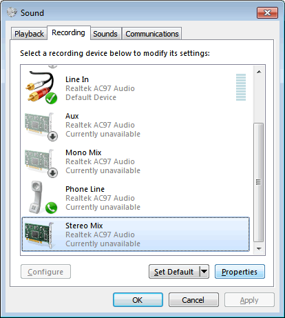 Recordzilla Recorder Adjust Recording Volume Enable Stereo Mix in Windows 7
